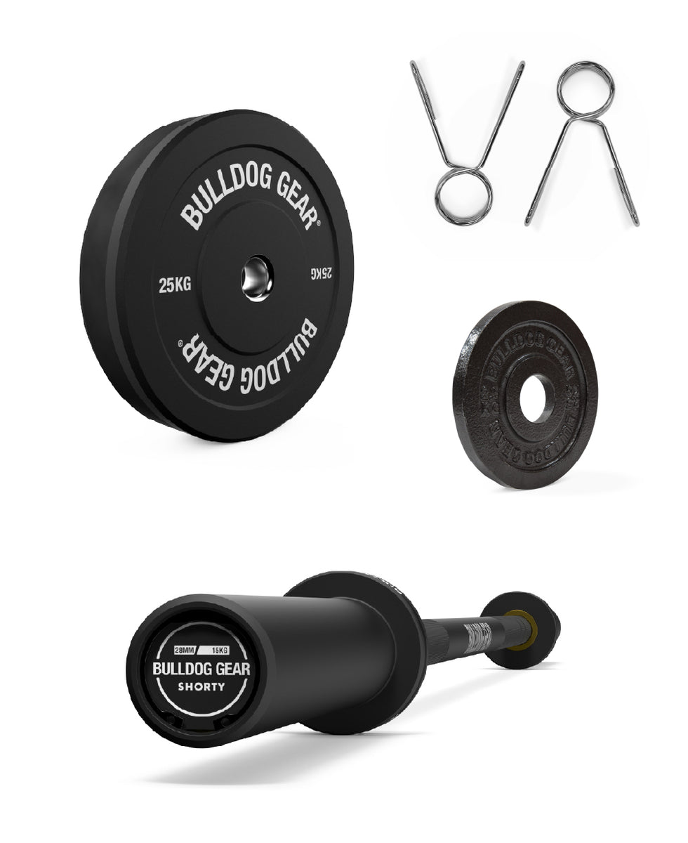 Bulldog Gear Shorty Barbell Bumper Plate Home Gym Bundle