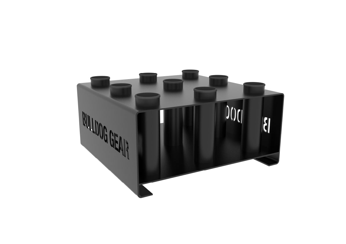 Bulldog Gear 9 bar holder Barbell Storage side view