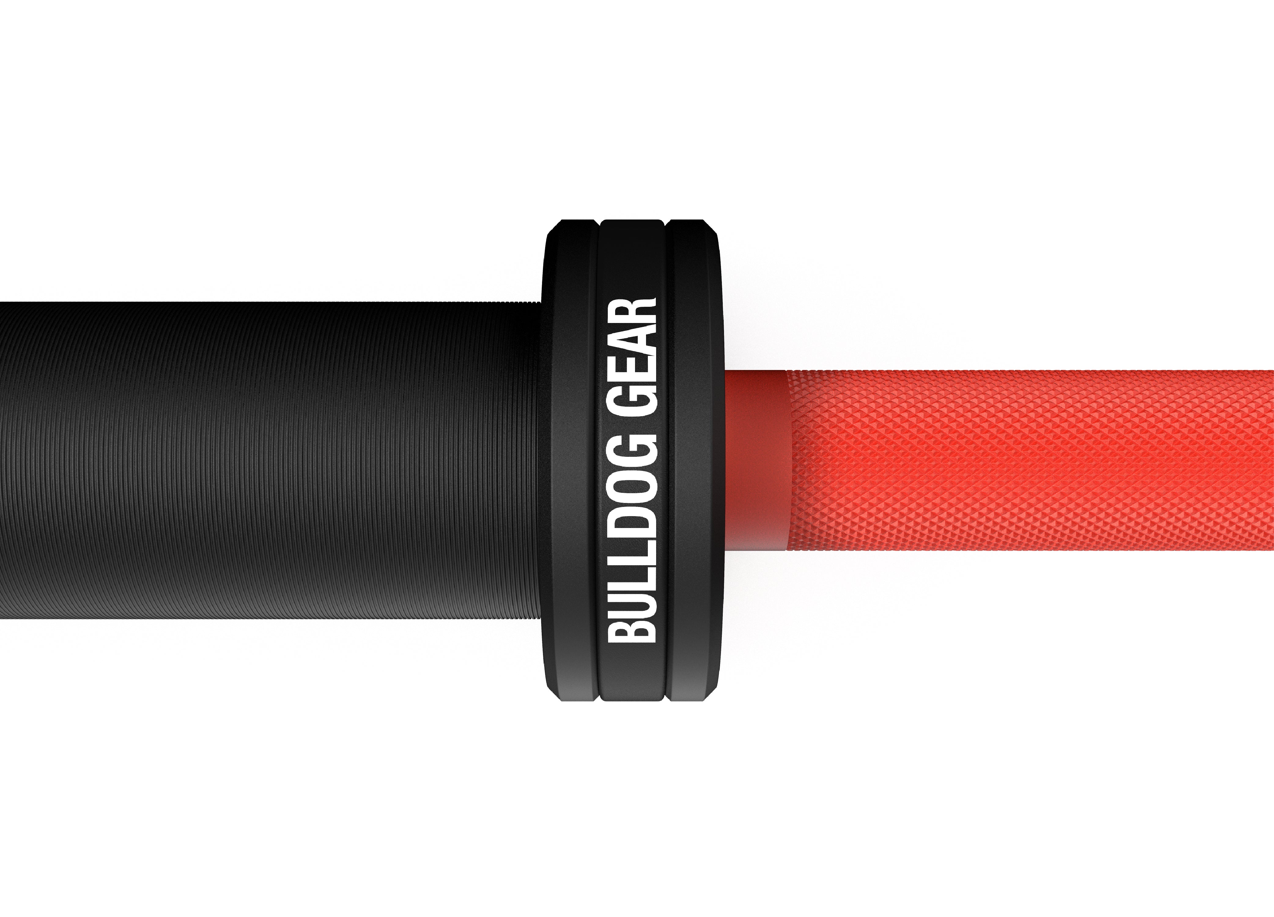 Bulldog Gear Cerakote barbell mens 20kg red branded sleeve detail