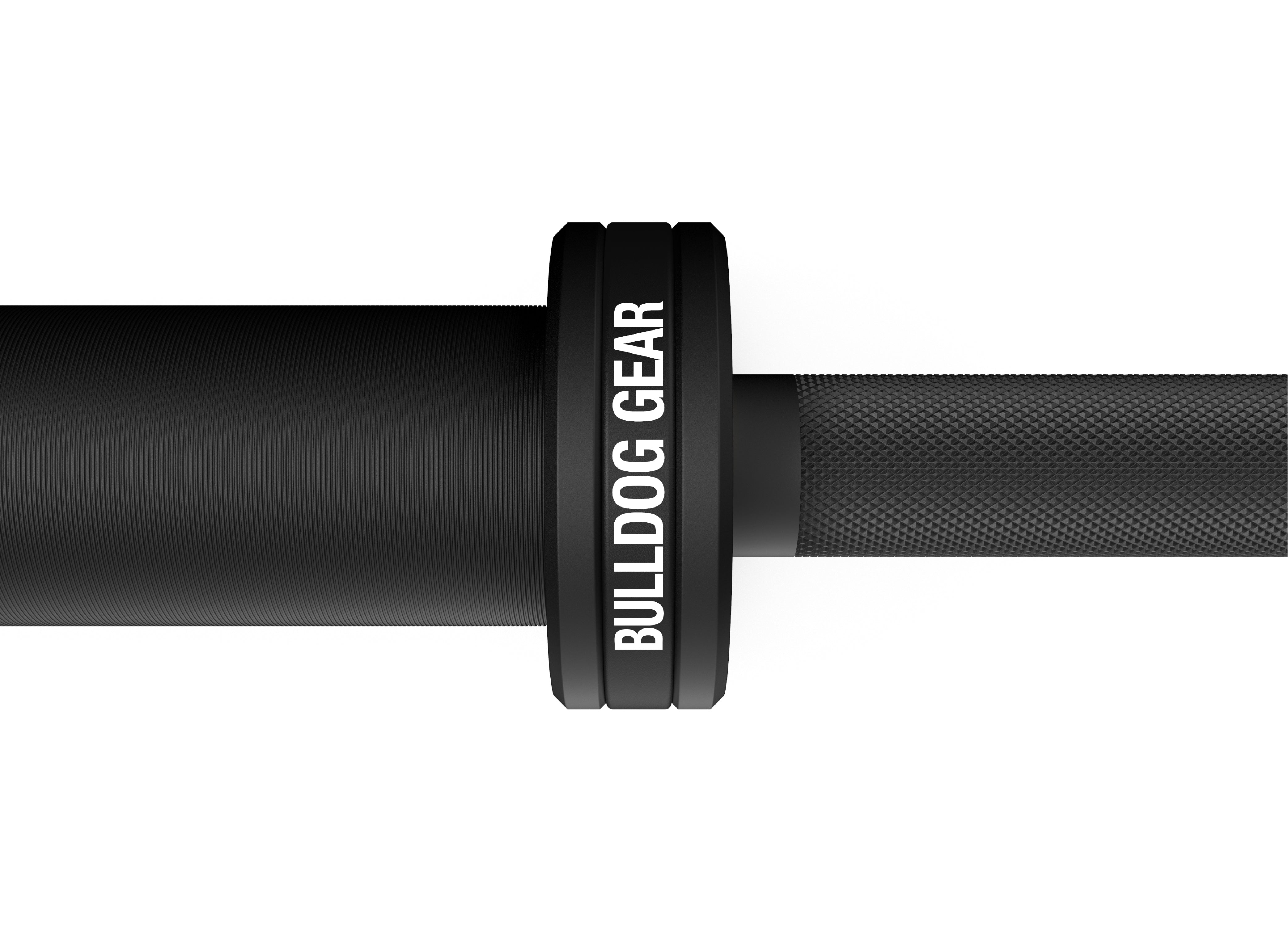 Bulldog Gear Cerakote barbell mens 20kg black sleeve branding detail