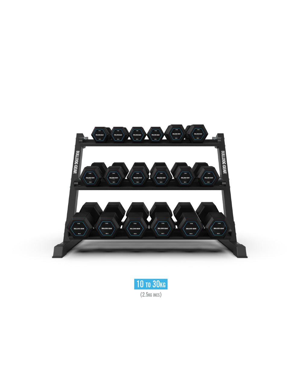 Bulldog Gear Hex Dumbbells 2.0 Set Garage Gym Storage System Bundl