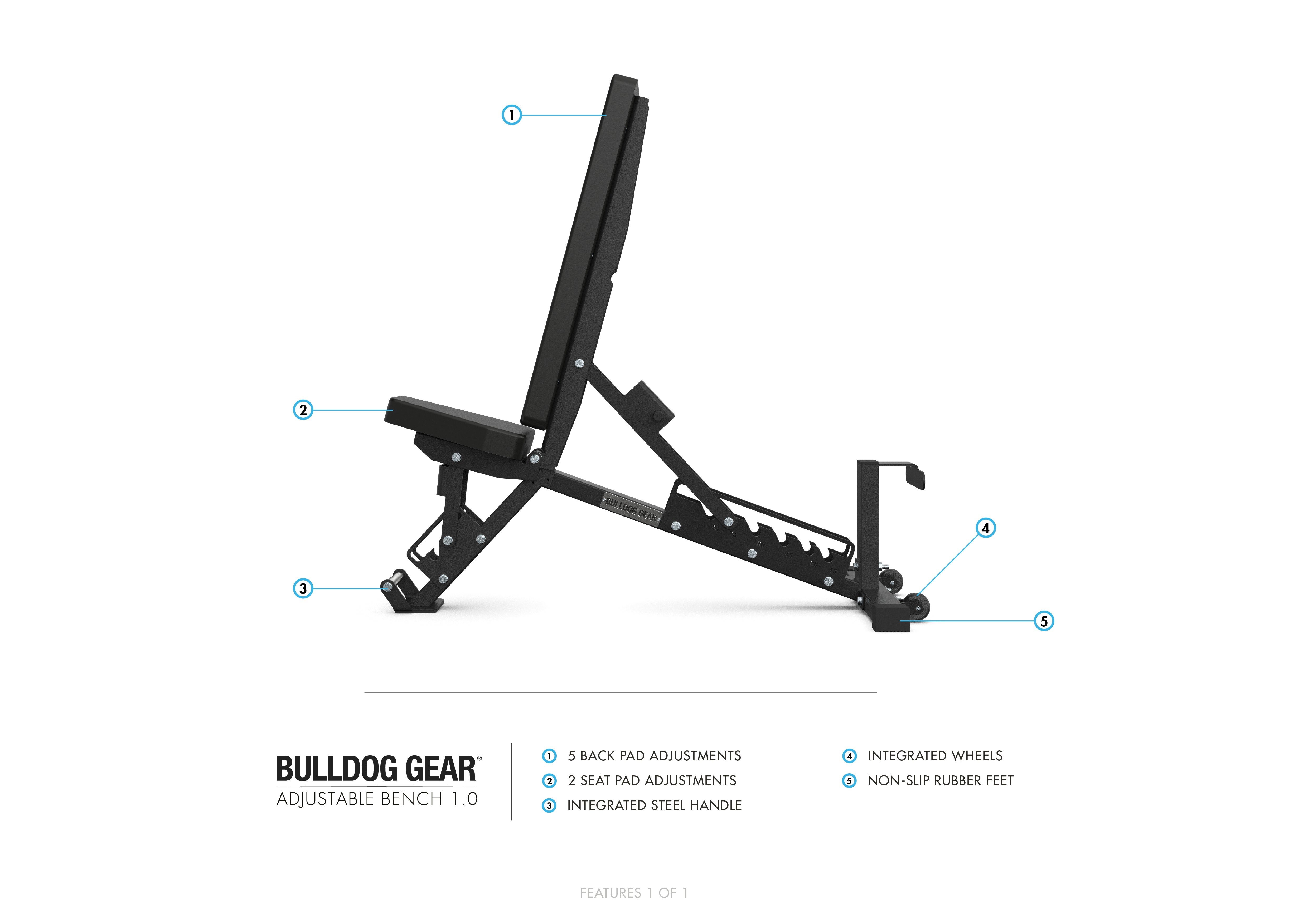 Bulldog Gear Adjustable weight lifting bench 1.0 product features