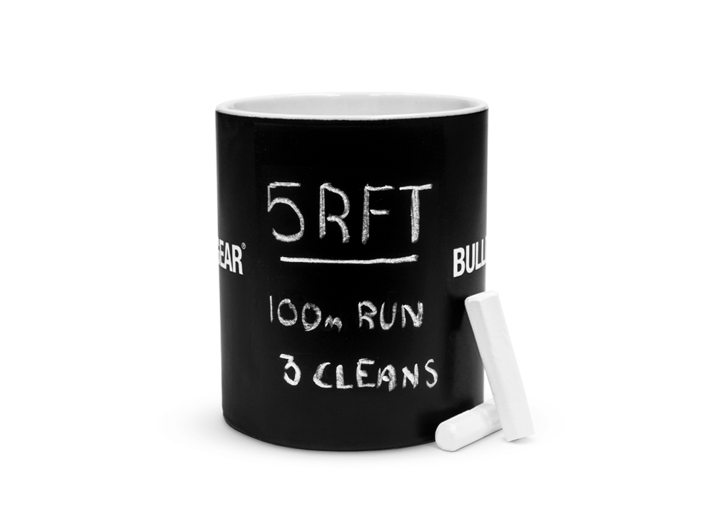 The Bulldog Gear Chalk Mug is the perfect accessory to your workout.  Fill it with your morning coffee, post-gym green tea or use it as your blackboard.  Complete with a stick of chalk, you can write your WOD, to-do list or notes on the side of your mug.